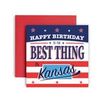 Huxters Eğlenceli Doğum Günü Kartı - Kansas Eyaleti Kardeş Oğul Yeğeni Baba Anne Amca Arkadaş Teyze Kız Kardeş - Süper Kişi - 14,8 cm (Kansas)