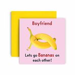 Huxters Erkek Arkadaş Erkekler için Komik Yıllık Kartları - Go Bananas Sevgililer Günü ve Doğum Günü Kartı - Erkek Arkadaş Doğum Günü Kartı ve Sevgililer Günü 1,48 cm (Erkek Arkadaş)