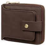 Huztencor Fermuar Cüzdan Erkekler RFID Engelleme Deri Bifold Kredi Kartı Cüzdanları (FBA), Vintage Kahve, Small