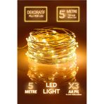 Huzur Party Store 5 Metre Günışığı Ramazan Bayramı Işığı Süsü Peri Led Işık Sarı Işıklı Dekoratif Pilli Ledli Lamba