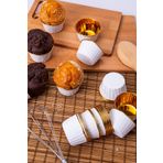 Huzur Party Store Beyaz Parlak Karton 25'li Kek Kalıbı Kenarı Gold Kaplama Fırında Dağılmayan 6.5x4 Cm Muffin Cupcake