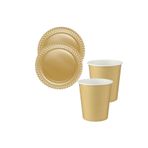 Huzur Party Store Gold Renkli Dayanıklı Kullan At 8 Er Adet 22 Cm Doğum Günü Partisi Altın Karton Tabak Ve Bardak Seti