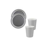 Huzur Party Store Gümüş Renkli Dayanıklı Kullan At 8 Er Adet 22 Cm Doğum Günü Partisi Silver Karton Tabak Bardak Seti