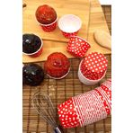 Huzur Party Store Kırmızı Puantiyeli 50'li Kek Kalıbı Fırında Dağılmayan Puanlı 6.5x4 Cm Sert Karton Muffin Cupcake