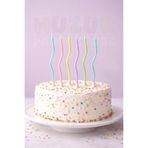Huzur Party Store Kıvrımlı Makaron Renkli Mum 6 Adet 15 Cm Doğum Günü Pasta Mumu Dalgalı Pastel Soft Renk Parti Süsü