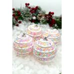 Huzur Party Store Makaron Renkli Pıtırcıklı 4 Adet 7 Cm Yılbaşı Ağacı Çam Ağaç Süsü Tatlı Yeni Yıl Topu Cici Top