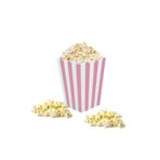 Huzur Party Store Pembe Çizgili Beyaz Mısır Kutusu 8'li Karton Cips Kutusu 8 Adet Pop Corn Darı Kabı