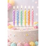 Huzur Party Store Pıtırcıklı Makaron Renkli Mum 6 Adet 9 Cm Doğum Günü Pasta Mumu Boncuk Pastel Soft Renk Parti Süsü