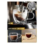 Hvc ticaret 2 Adet Çift Camlı Çift Cidarlı Borosilikat Kahve Kupası 250 ml