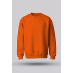 Hvit Stein Turuncu Bisiklet Yaka Oversize Şardonlu Basic Unisex Sweatshirt
