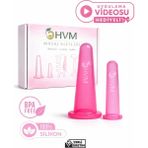 Hvm Silikon Yüz Masaj Kupası, Facial Cupping Aleti Seti 2'Li Pembe Vakumlu Fonksiyonel Masaj Kupası