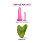 HVM Yüz Masaj Seti, Yüz Yoga Seti, Silikon Masaj Kupasi ve Gua Sha Set
