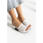 HVZ Exclusive Beyaz Dolgu Topuk Terlik Rahat Comfort (6cm)