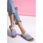 HVZ Exclusive Mavi Kadın Günlük Lastikli Rahat Sandalet Plaj, Sahil, Ergonomik Comfort Terlik Sandalet