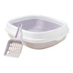 Hwei 40 x 30 x 10 cm Mavi Büyük ve Küçük Yarı Kapalı Kedi Tuvaleti ve Kürek