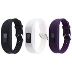 HWHMH Garmin Vivofit 3 için Krom Saat Tokası ve Bağlantı Tokası ile Yedek Güvenli Bant - Siyah-Beyaz&Mor