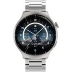 Hx-3 Yuvarlak Titanyum Kasa Akıllı Saat 3 Kordonlu (Deri/çelik/plastik) - Gümüş