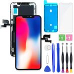 HXAQGP IPhone X için LCD Ekran Yedek 3D Dokunmatik Digitizer Çerçeve Tamir Araçları Kiti ile Tam Meclisi için 5.8 inç A1865, A1901, A1902, A1903+Su Geçirmez Yapıştırıcı Ekran Koruyucu