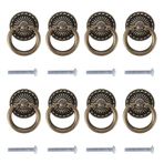 HXSYKJDM 8 Adet Dolap Düğmesi Vintage, Antik Bronz Renkli Dolap Düğmeleri, 33 mm Mobilya Kulpları Vintage, Komodin Dolabı Mobilya için Yuvarlak Dolap Kulpları