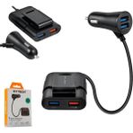 HY-XQ70 7A Hızlı Şarj Arka Koltuğa Uzatılabilen 2 USB + 2 USB Siyah Araç Şarj Cihazı