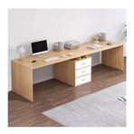 HYBMRQVD Büyük çift kişilik çalışma masası, 3 çekmeceli, ahşap bilgisayar çalışma alanı, ev ofis için, uzun çalışma masası (Boyut: 160 x 60 x 75 cm, renk: kahverengi)