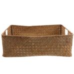HYBMRQVD Rattan Saklama Sepetleri, Dikdörtgen Dokuma Seagrass Sepeti Depolama için Kulplu Hasır Saklama Kutusu Banyo Ev Ofis Nizing Rafları için İdeal 15,4 x 11,4 x 5,1 inç