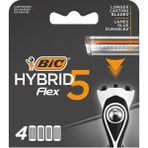 Hybrid 5 Flex 4'lü Yedek Tıraş Bıçağı Kartuşu (5 Bıçak), 5 Nano Teknolojik Titanyum Bıçak, E Vitamini ile Zenginleştirilmiş Geniş Kayganlaştırıcı Bant