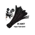 hyc heryerçiçeklenir 25 Adet Siyah Şönil, Çiçek Yapımına Uygun Tüylü Tel, 30 Cm 6 Mm