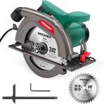Hychika el daire testere, 1300W, 4500RPM, 185mm, yüksek güçlü motor, kesme derinliği 65mm (90), 45mm (45), kılavuz ray, toz giderme, ahşap/plastik kesmek için