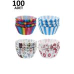 hyd 100'Lü Muffin Kağıdı Kek Kalıbı Desenli Çok Renkli,01255HYD23243329