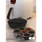 Hyd 2'Li Set Silikon Airfryer Bölmeli Pişirme Kabı Ve Cupcake Kabı Aksesuar Bpa Içermez - Siyah