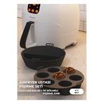 hyd 2'Li Set Silikon Airfryer Iki Bölmeli Pişirme Kabı Ve Cupcake Kabı Aksesuar Siyah