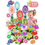 HYD 448 Parça Eğitici Bahçe Çiçek ve Kilitli Diskler Puzzle Yapım Seti Hediyelik İkili Set