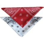 HYD Desenli Bandana Çok Amaçlı Fular Şal Saç Bandı 2 Adet - Standart - Beyaz - Kırmızı