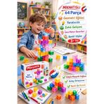 Hyd Manyetik Küp Yapı Blokları Mini Boy 2cm Boyutunda 64 Parça Stem Geometri Küpler Eğitici Oyuncak