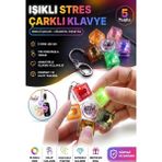 Hyd Oyuncak 5 Tuşlu Stres Çarklı Işıklı Klavye Stres Giderici Ses Çıkaran ışıklı Tuş Takımı Anahtarlık