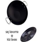 HYD Saç Kavurma Gözleme Tavası ve Közleme Tavası Közmatik İkili Set - Siyah - Renk