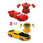 HYD Şimşek Mcqueen Bumblebee Transformers Oyuncak Robota Dönüşebilen Çekbırak Arabalar Ikili Set