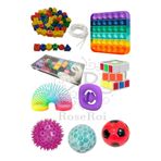hyd Stres Giderici Set Popit Snapperz Işıklı Top Zeka Küpü Stres Yayı Stres Topu Ipe Boncuk Dizme Set