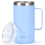 HYDRATE Saplı Bardak 24oz Pastel Açık Mavi Kahve Kupası, Paslanmaz Çelik Yeniden Kullanılabilir Seyahat Kupası, BPA İçermeyen ve Toksin İçermeyen Vakum Yalıtımlı Kamp Termal Toz Kaplı Kapaklı Kupa