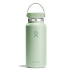 HYDRO FLASK - Wide Mouth içecek şişesi 946 ml (32 oz) – Yalıtımlı paslanmaz çelik su şişesi – sızdırmaz esnek kapaklı ve kayışlı spor şişesi – Termo şişe bulaşık makinesinde yıkanabilir – Aloe