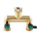 Hydrogarden Bahçe hortumu 2 yollu vana hortum Splitter pirinç hortum Splitter pirinç saplı pirinç vana su bahçe hortumu adaptörü 2 yollu vana 3/4 "GHT iplik