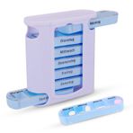 Hygiene100 İlaç dozajlayıcı, 1 dağıtıcı, 7 istiflenebilir bölme, sabah ve akşam için, günde dört kez – sabah, öğlen, akşam ve uyku zamanı, BPA içermeyen ilaç kutusu