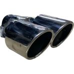 HYM Tuning 80 Lik Yuvarlak Eğik Ağız 80MM Çift Çıkış Egzoz Ucu, Paslanmaz Krom