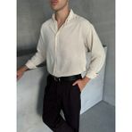 HYMAN Erkek Oversize Kesim Keten Gömlek - Bej