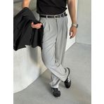HYMAN Erkek Pileli Baggy Kalıp Kumaş Pantolon Gri S