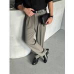 HYMAN Erkek Pileli Baggy Kalıp Kumaş Pantolon HAKİ XL