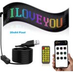 Hymark 35X10CM Programlanabilir LED Matrix Kayan Yazı 20X64 Pixel Emoji Tabela Araba Bluetooth App Kontrol - Siyah - 35 cm