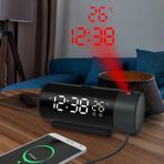 Hymark Projeksiyonlu Silindir Usb Güç Led Ekran Çalar Saat Sıcaklık Çift Alarm