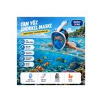 Hymark Tam Yüz Şnorkel Maske (S-M) Beden Panoramik Görüşlü Deniz Gözlüğü Dry Top Sistem Şnorkel Seti